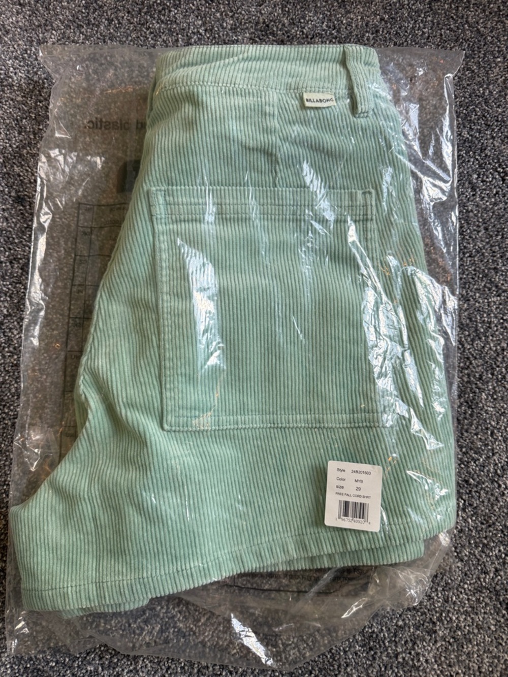 Billabong Mint Corduroy Pocket Shorts